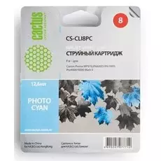 Струйный картридж Cactus CS-CLI8PC (CLI-8PC) светло голубой для Canon Pixma iP4200, iP4300, iP4500, iP5100, iP5200, iP5300, iP6600, iP6700, iP7500, iP7600, MP500, MP600, MP610, MP800, MP810, MP950, MP970, MX850, PRO-9000 (450 стр.)