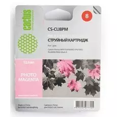 Струйный картридж Cactus CS-CLI8PM (CLI-8PM) светло пурпурный для Canon Pixma iP4200, iP4300, iP4500, iP5100, iP5200, iP5300, iP6600, iP6700, iP7500, MP500, MP530, MP600, MP610, MP800, MP810, MP950, MP970, MX850, PRO-9000 (450 стр.)