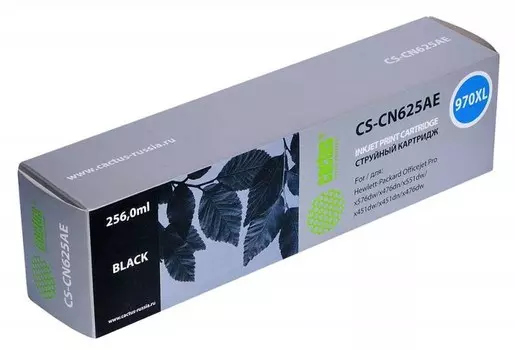 Струйный картридж Cactus CS-CN625AE (HP 970XL) черный увеличенной емкости для HP OfficeJet X451 Pro 400 series, X451dn Pro, X451dw Pro, X476 Pro 400 series, X476dn Pro, X476dw Pro, X551dw Pro, X576dw Pro (256 мл.)
