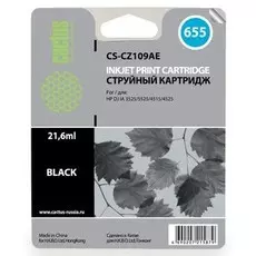 Струйный картридж Cactus CS-CZ109AE (HP 655) черный для HP DeskJet Ink Advantage 3525, Ink Advantage 4615, Ink Advantage 4625, Ink Advantage 5520 series, Ink Advantage 5525, Ink Advantage 6525 (21,6 мл.)