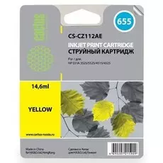 Струйный картридж Cactus CS-CZ112AE (HP 655) желтый для HP DeskJet Ink Advantage 3525, Ink Advantage 4615, Ink Advantage 4625, Ink Advantage 5520 series, Ink Advantage 5525, Ink Advantage 6525 (14,6 мл.)