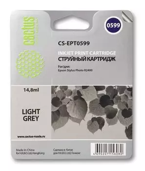 Струйный картридж Cactus CS-EPT0599 (T0599) светло-серый для принтеров Epson Stylus Photo R2400 (14,8 мл.)