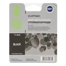 Струйный картридж Cactus CS-EPT0801 (T0801) черный для принтеров Epson Stylus Photo P50, PX650, PX660, PX700, PX700w, PX710, PX720, PX800, PX800fw, PX810, PX820, R265, R285, R360, RX560, RX585, RX685 (11,4 мл.)