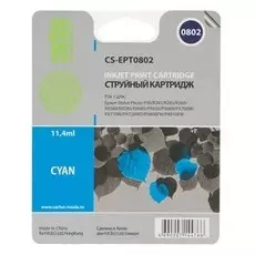 Струйный картридж Cactus CS-EPT0802 (T0802) голубой для принтеров Epson Stylus Photo P50, PX650, PX660, PX700, PX710, PX720, PX800, PX810, PX820, R265, R285, R360, RX560, RX585, RX685 (11,4 мл.)