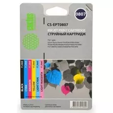 Струйный картридж Cactus CS-EPT0807 (T079A) набор для принтеров Epson Stylus Photo P50, PX650, PX660, PX700, PX710, PX720, PX800, PX810, PX820, R265, R285, R360, RX560, RX585, RX685 (68,4 мл.)