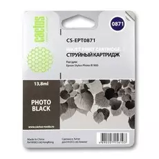 Струйный картридж Cactus CS-EPT0871 (T0871) черный для принтеров Epson Stylus Photo R1900 (13,8 мл.)