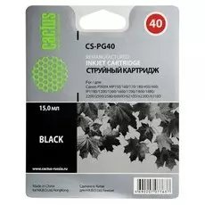 Струйный картридж Cactus CS-PG40 (PG-40) черный для Canon Pixma MP150, MP160, MP170, MP180, MP210, MP220, MP450, MP460, MP470, iP1200, iP1300, iP1600, iP1700, iP1800, iP1900 (335 стр.)