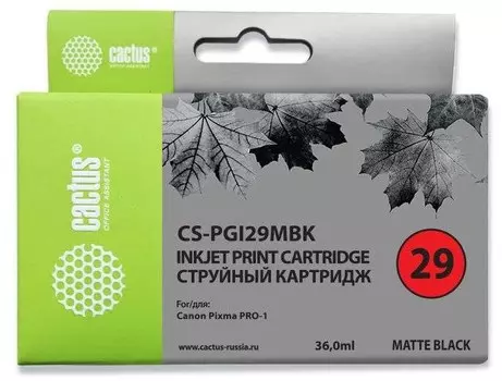 Струйный картридж Cactus CS-PGI29MBK (PGI-29MBk) черный матовый для Canon Pixma PRO-1 (1'925 стр.)