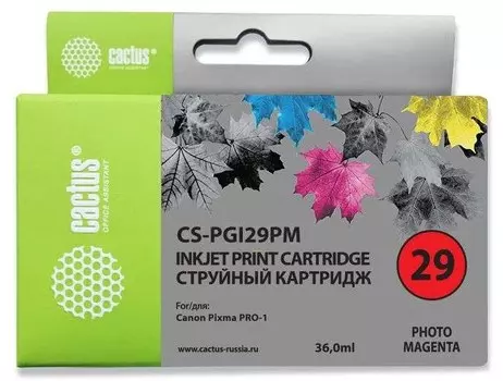 Струйный картридж Cactus CS-PGI29PM (PGI-29PM) фото пурпурный для Canon Pixma PRO-1 (1'010 стр.)