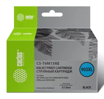 Струйный картридж Cactus CS-T6M15AE (903XL) черный для HP OfficeJet pro 6950, 6960, 6970 (37 мл.)