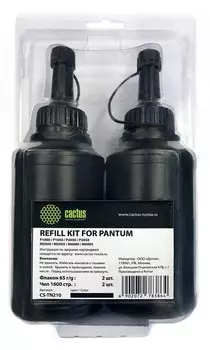 Тонер Cactus refill kit: 2 chips+2 bottles CS-TN210 черный флакон для принтера PANTUM P1000, P1050, P2050, M5000, M6000.