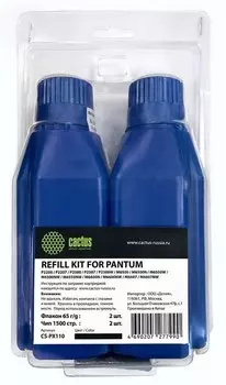 Тонер Cactus refill kit: 2 chips+2 bottles CS-PX110 черный (флакон 2х65 гр.) для принтера PANTUM P1000, 1050, 2000, 2010