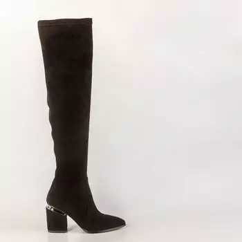 Черные ботфорты из искусственного велюра Calipso