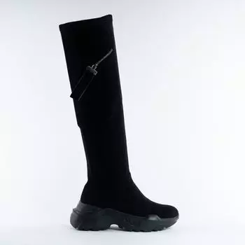 Черные сапоги из искусственного велюра Calipso