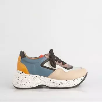 Голубые кожаные кроссовки Calipso