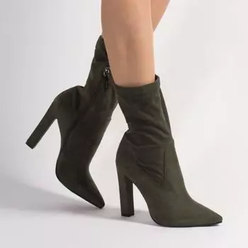 Хаки полусапоги из микрофибры Calipso