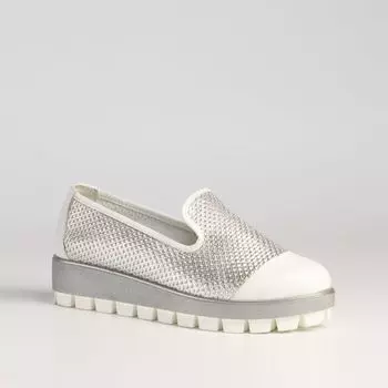 Серебристые кожаные слиперы Calipso