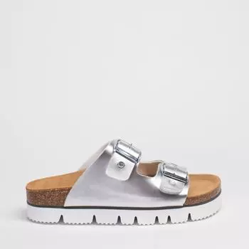 Серебристые лаковые сабо Velvet