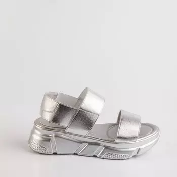 Серебристые текстильные босоножки Calipso