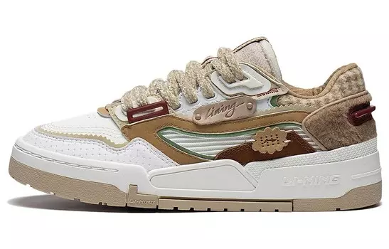 001 BTC PRM Скейтбординг Кроссовки женские низкие белые/коричневые Lining