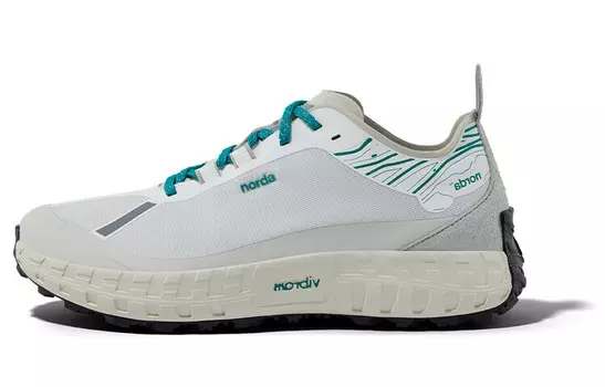 001 Кроссовки женские низкие винтажные белые/зеленые Norda