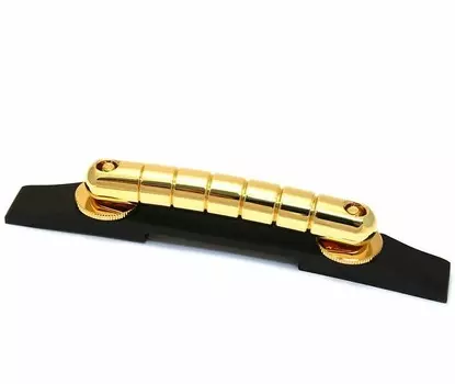 006-2845-000 Подлинный мостик Gretsch Gold Rocking Bar с основанием из черного дерева 006-2845-000 Genuine Gretsch Gold Rocking Bar Bridge &amp; Ebony Wood Base