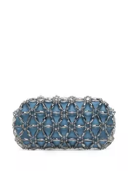 0711 клатч с бусинами, синий
