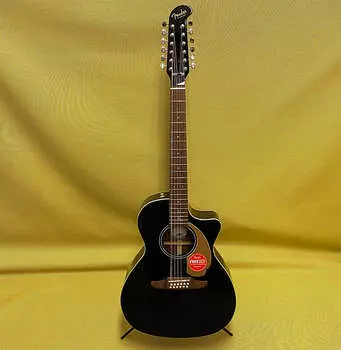 097-0753-006 Fender Villager 12-струнная акустическая/электрогитара, черная, с сумкой для переноски 097-0753-006 Fender Villager 12-String Acoustic/Electric Guitar Black w/ Gig Bag