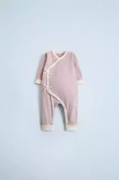 0-18 месяцев / комбинезон для сна с контрастными бантиками ZARA, цвет Dusty pink