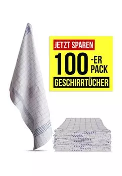 100 хлопчатобумажных кухонных полотенец Aspero, wei/blau