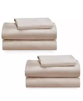 100% хлопок, 2 комплекта простыней двойного размера, мягкие и прочные комплекты двойных простыней с глубокими карманами, комплект двойных простыней сатинового переплетения, охлаждающие простыни (морская пена) California Design Den, бежевый