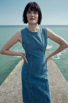 100% хлопок, джинсовое платье миди без рукавов Whistles, синий