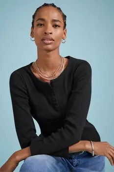 100% хлопок хенли джемпер Baukjen, черный