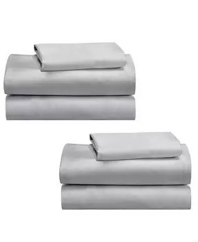 100% хлопок. Комплекты из 2 простыней Twin XL, мягкие и прочные удлиненные двуспальные простыни из хлопка с глубокими карманами, простыни Twin XL с сатиновым переплетением, охлаждающие простыни (морская пена) California Design Den, серый