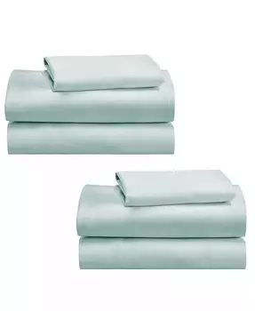 100 % хлопок, комплекты из 2 простыней Twin XL, мягкие и прочные удлиненные двуспальные простыни из хлопка с глубокими карманами, простыни Twin XL с сатиновым переплетением, охлаждающие простыни (морская пена) California Design Den, зеленый