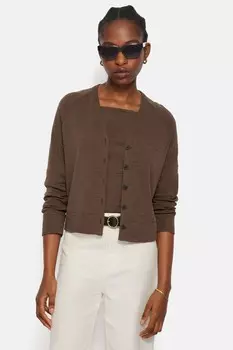 100% хлопок люкс кардиган Jigsaw, коричневый