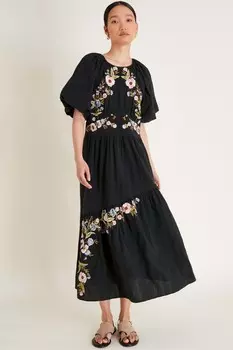 100% хлопок Марго чайное платье Monsoon, черный