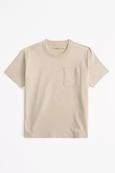 100% хлопок премиум класса, стираный футболка с карманом Abercrombie & Fitch, коричневый