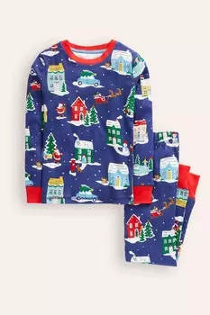 100% хлопок, рождественская уютная пижама Long John Boden, синий