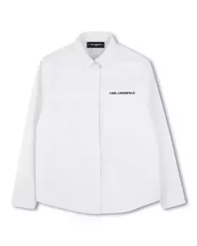 100% хлопок рубашка для мальчиков с длинными рукавами Karl Lagerfeld Kids, белый