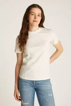 100% хлопок, сатин, стандартный крой, футболка Calvin Klein Jeans, белый