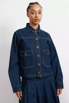 100% хлопок, темная джинсовая куртка Albaray, синий