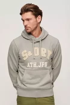 100% хлопок, винтажная спортивная толстовка с капюшоном Superdry, серый