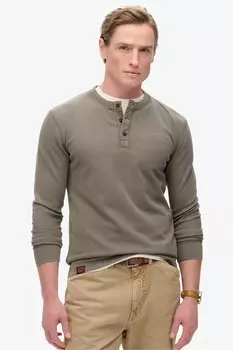 100% хлопок винтажный текстурированный топ в стиле дедушки Superdry, коричневый