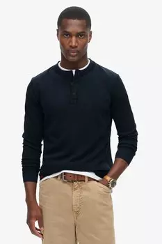 100% хлопок винтажный текстурированный топ в стиле дедушки Superdry, синий