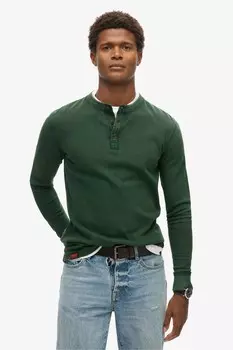 100% хлопок винтажный текстурированный топ в стиле дедушки Superdry, зеленый