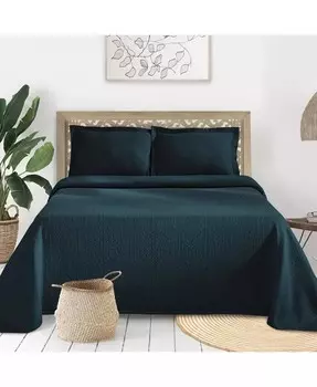 100% хлопок, всесезонный комплект из 2-х покрывал Fleur De Lis Medallion, Twin Superior, синий