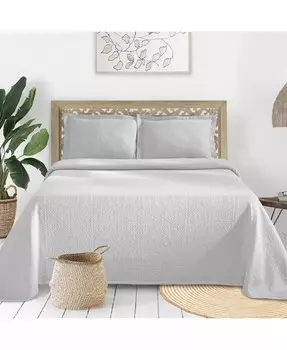 100% хлопок, всесезонный комплект из 2-х покрывал Fleur De Lis Medallion, Twin Superior, белый