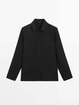 100% льняная рубашка Massimo Dutti, черный