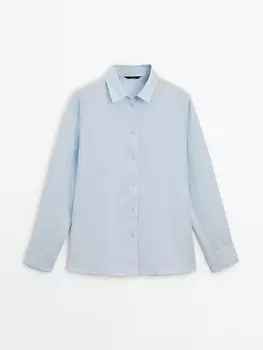 100% льняная рубашка Massimo Dutti, голубой